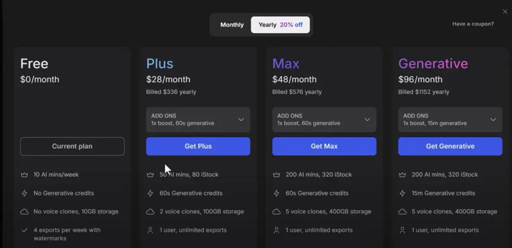 Invideo Pricing and Plans