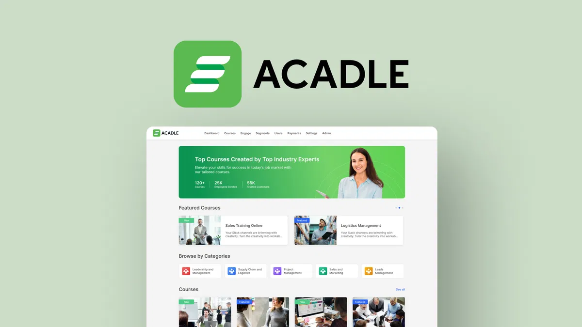 Acadle Create and manage online academies with AI course creation, custom roles, and a full learner toolkit