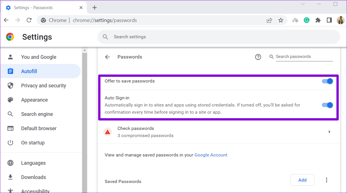 google password manager