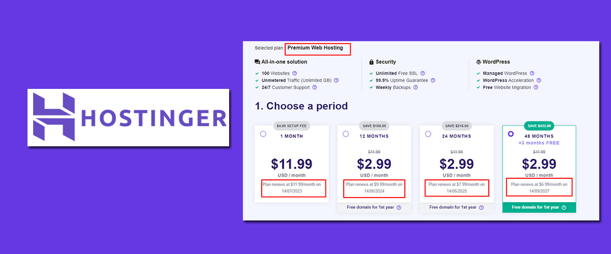 Hostinger renewal price