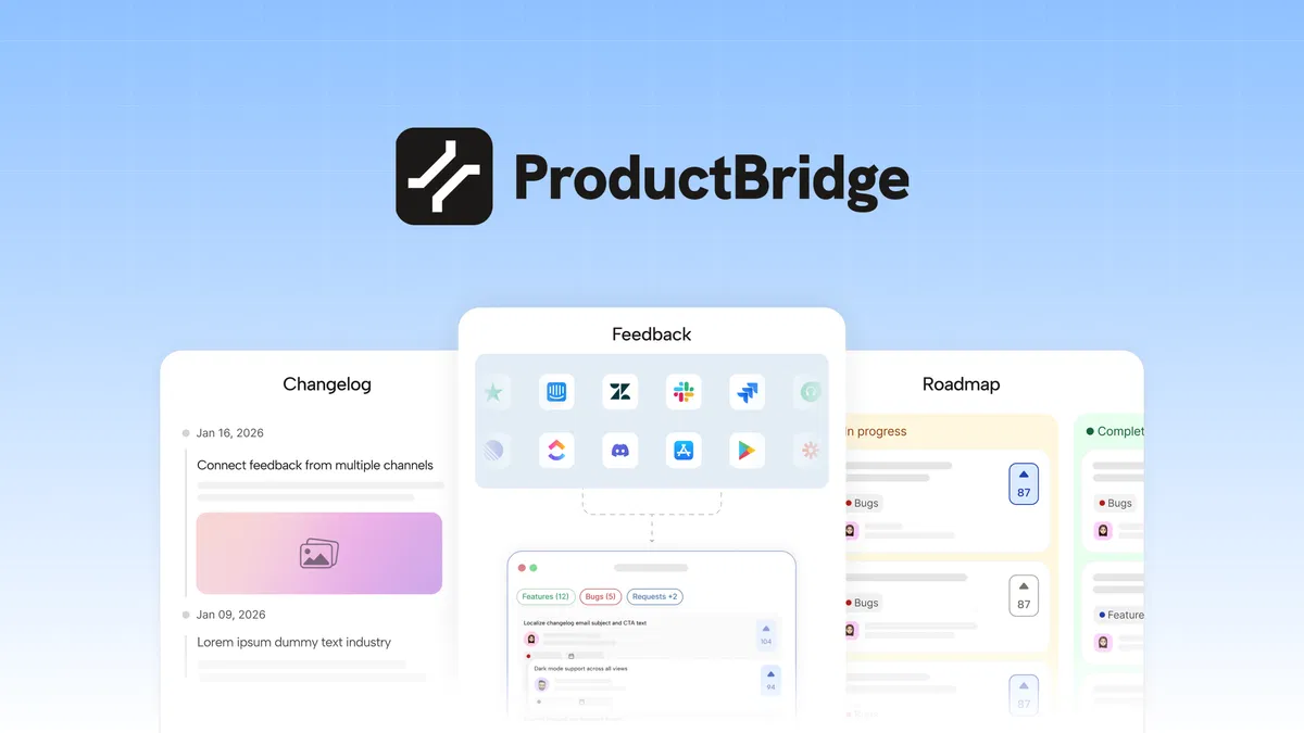 Product Bridge Auto-collect customer feedback from every channel, prioritize and build roadmaps, and close the loop with a changelog